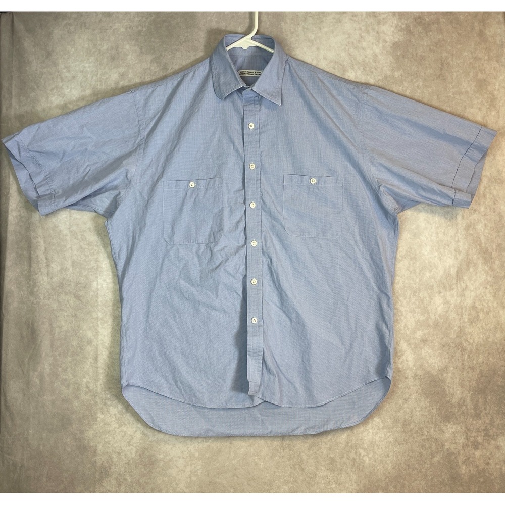 Turnbull & Asser Shirt Mens Large Blue Short Sleeve Button Up Preppy Casual